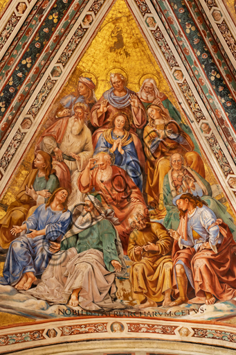 Orvieto, Basilica Cattedrale di Santa Maria Assunta (o Duomo), interno, Cappella Nova o Cappella di S. Brizio, la volta: vela con I Patriarchi, di Luca Signorelli 1500 - 1504. 