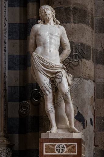 Orvieto, Basilica Cattedrale di Santa Maria Assunta (o Duomo), interno: statua di S. Sebastiano, di inizio Quattrocento.