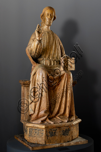 Orvieto, MODO (Museo dell'Opera del Duomo di Orvieto): Cristo in trono benedicente, Maestro orvietano, 1330 circa, legno di pero e policromia. 