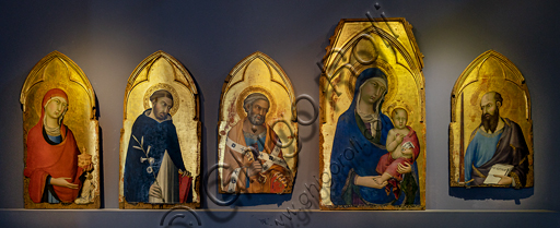 Orvieto, MODO (Museum of the Opera of the  Duomo of Orvieto):  The Virgin with the Child flanked by St. Magdalene, St. Dominic, St. Peter and St. Paul, tempera, gold and silver leaf on panel, by Simone Martini, 1320-1.