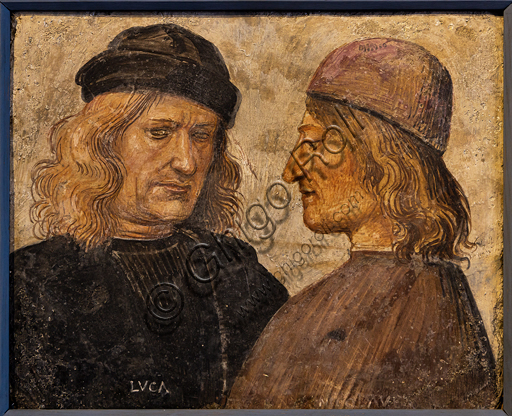  Orvieto, MODO (Museum of the Opera of the  Duomo of Orvieto):  Portrait of Luca Signorelli and the chamberlain Niccolò d'Agnolo Franchi, by Luca Signorelli, 1503, tempera on terracotta.