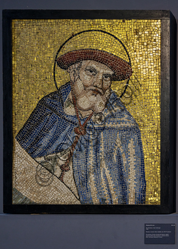  Orvieto, MODO (Museum of the Opera of the  Duomo of Orvieto): St. Jerome, mosaic with glass and stone tesserae, from the facade of the Cathedral adjacent to the rose, by Piero di Puccio, 1388.
