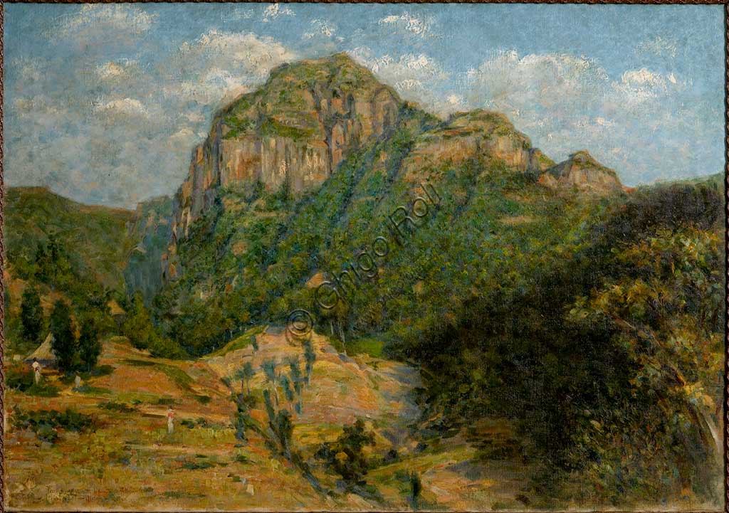 Collezione Assicoop-Unipol: Augusto Valli (1867-1945), "Paesaggio Africano". Olio su tela, cm 79 x 112,5.