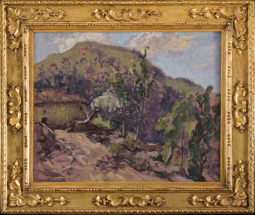  Assicoop - Unipol Collection:Giovanni Forghieri  (1898 - 1944): "Landscape". Oil panel painting, cm 64 x 75.