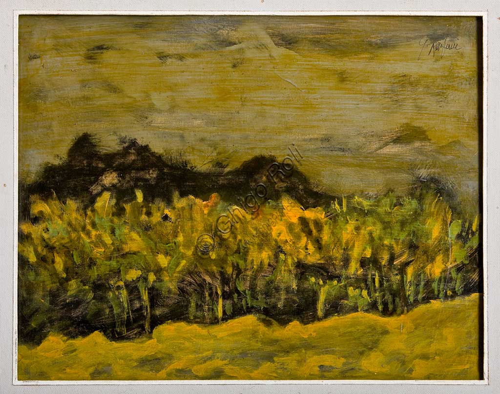 Assicoop - Unipol Collection: Giulio Rasponi, "Landscape"; oil on plywood. 