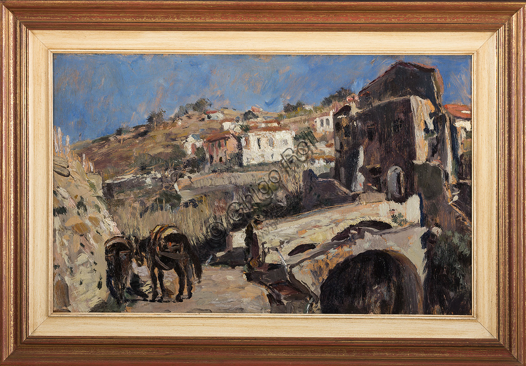  Assicoop - Unipol Collection:Giuseppe Graziosi (1879 - 1942): "Landscape". Oil panel painting, cm. 50 x 80.
