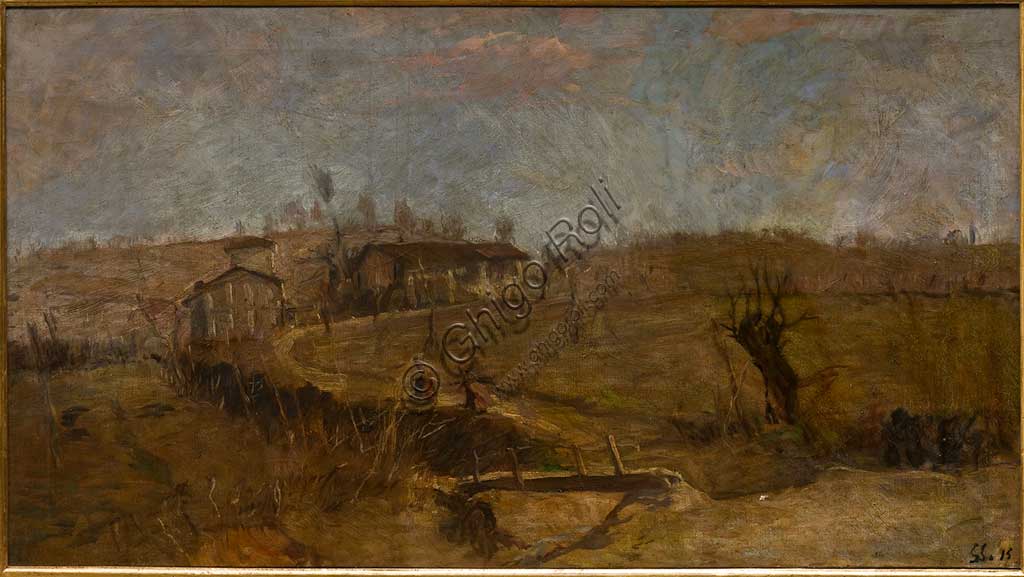 Assicoop - Unipol Collection:  Giuseppe Graziosi  (1879-1942),  "Landscape of Savignano"; oil on canvas.