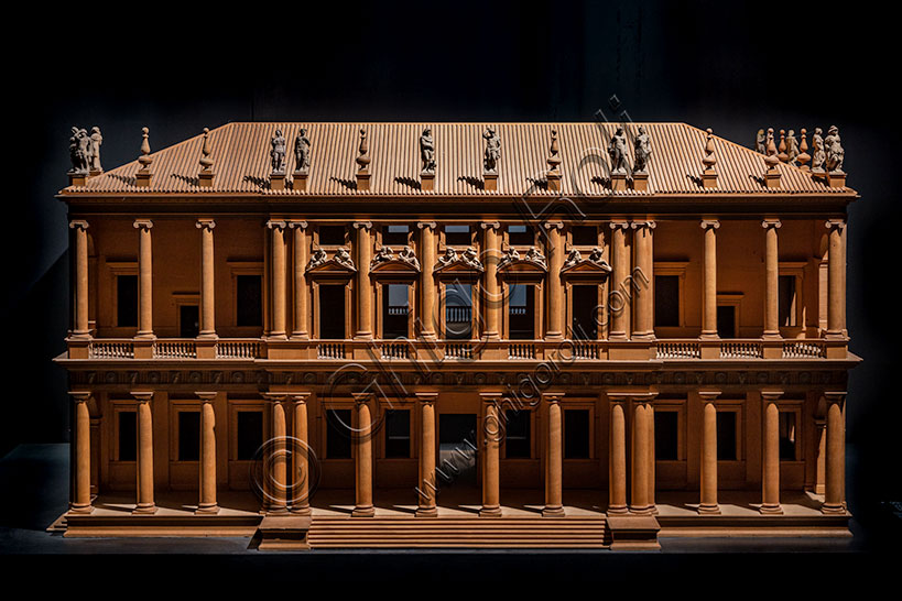 Model of Chiericati Palace in Vicenza, by Andrea Palladio, wood with porcelain details.