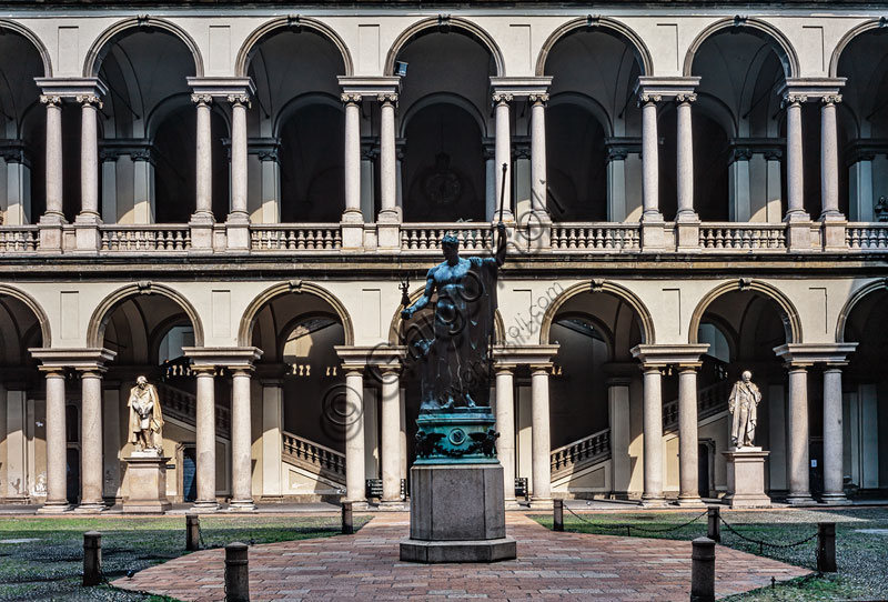  Palace of Brera: the central courtyard by Francesco Maria Richini (XVII century), with two orders of arches.