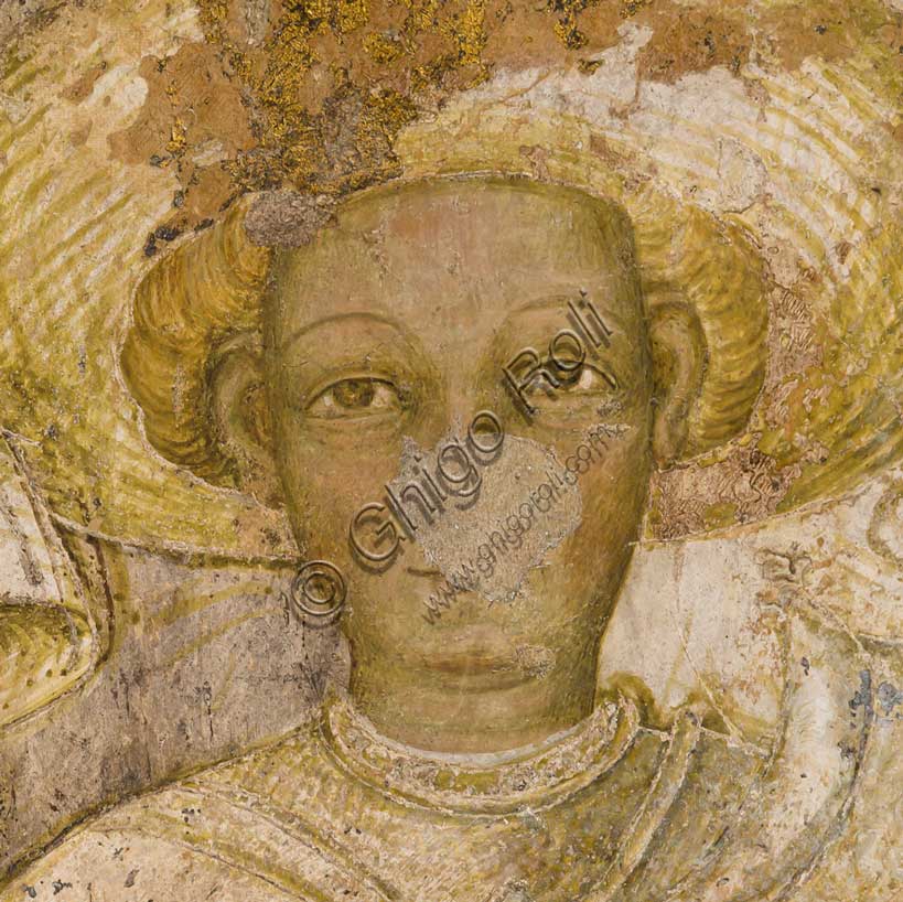 Palazzo Ducale, sala del Pisanello, parete nord-est: “Torneo-battaglia di Louvezerp”,  1430-1433, di Antonio di Puccio, detto il Pisanello. pittura murale strappata, tecnica mista.  Il soggetto è tratto da “Le roman en prose de Tristan”, capolavoro della letteratura cavalleresca.Dettaglio con cavalieri, moro e dame.