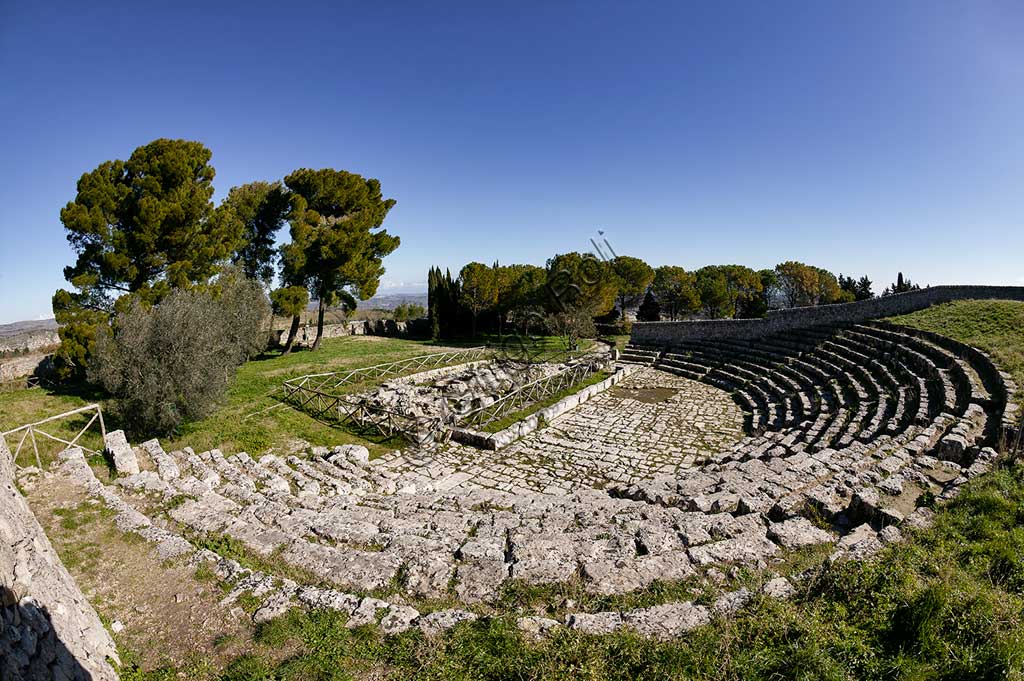 Palazzolo Acreide, The archaeological site of  Akrai: view of the Greek theatre.