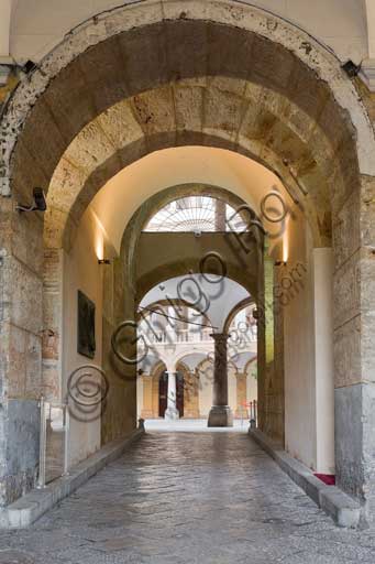 Palermo, The Royal Palace or Palazzo dei Normanni (Palace of the Normans): entrance hall to the Maqueda courtyard from the Parliament square.