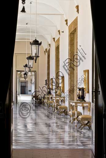 Palermo, The Royal Palace or Palazzo dei Normanni (Palace of the Normans), The Royal Apartment: corridor which leads to the Viceroy Room.