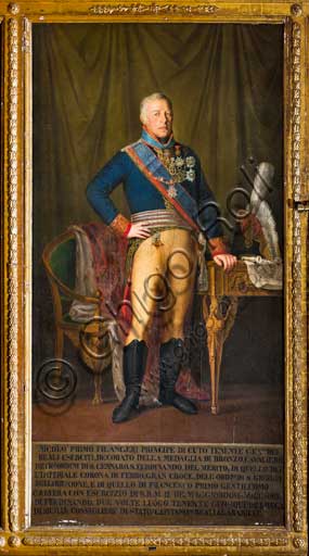 Palermo, The Royal Palace or Palazzo dei Normanni (Palace of the Normans), The Royal Apartment, The Viceroy Room: "Nicolò Filangieri (or Filangeri)", General Lieutenantof the Kingdom (1821); oil painting attributed to Giuseppe Patania's school (1780-1852).