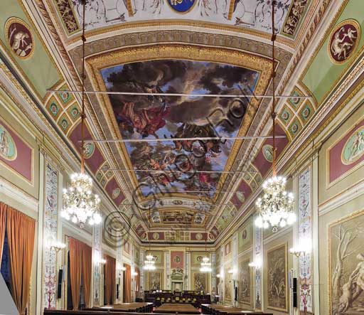 Palermo, The Royal Palace or Palazzo dei Normanni (Palace of the Normans), the Royal Apartment, The Hercules Hall (Parliament of the Sicily Regional Assembly): view of the Hall.