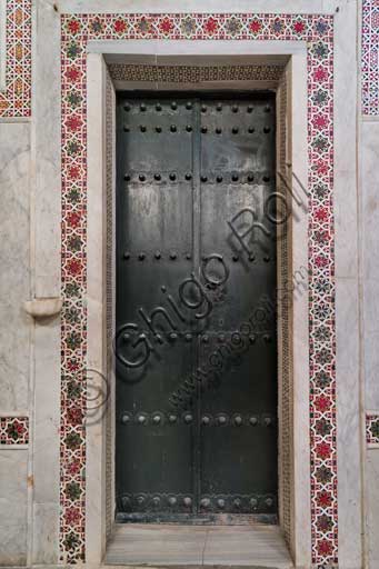 Palermo, The Royal Palace or Palazzo dei Normanni (Palace of the Normans), The Palatine Chapel (Basilica), Northern wall: door with geometric pattern decoration.