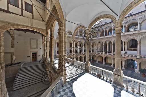 Palermo, The Royal Palace or Palazzo dei Normanni (Palace of the Normans), The Maqueda Courtyard: view.