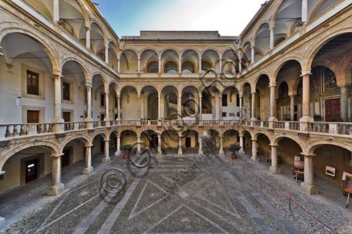 Palermo, The Royal Palace or Palazzo dei Normanni (Palace of the Normans), The Maqueda Courtyard: view.