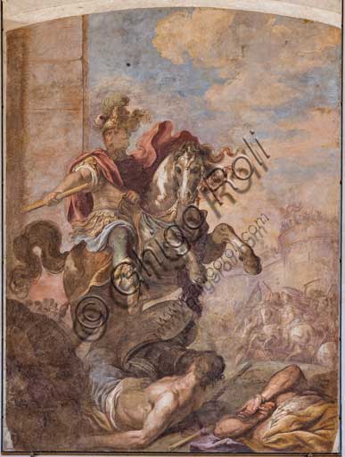 Palermo, Palazzo Reale o Palazzo dei Normanni, sala Montalto: l'affresco (trasferito su tela) effigiante Pietro Moncada, avo del duca di Montalto. 