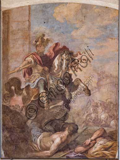 Palermo, The Royal Palace or Palazzo dei Normanni (Palace of the Normans), the Montalto room: the fresco (transferred on canvas) depicting Pietro Moncada, ancestor of the Duke of Montalto.