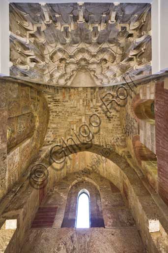 Palermo, The Royal Palace or Palazzo dei Normanni (Palace of the Normans), The Pisana Tower, upper room now used as private study of the President of the Sicilian Regional Assembly: zenithal view of the ceiling decorated with muqarnas.