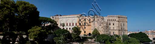 Palermo, The Royal Palace or Palazzo dei Normanni (Palace of the Normans): view of the South West side with the roof gardens of the St. Peter Bastion.