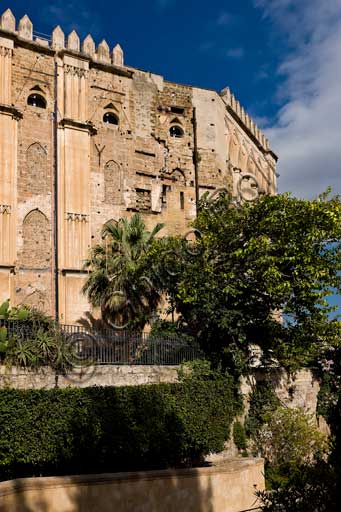 Palermo, The Royal Palace or Palazzo dei Normanni (Palace of the Normans): view of the South West side.