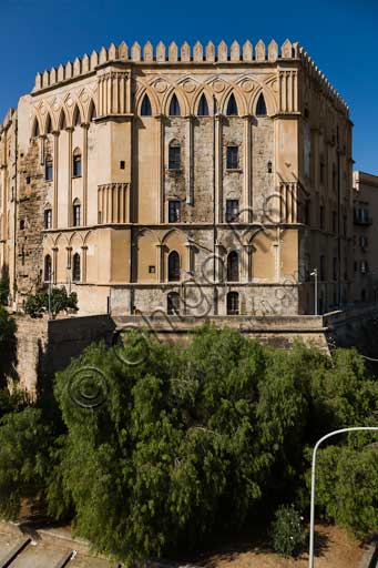 Palermo, Palazzo Reale o Palazzo dei Normanni: veduta del lato Sud Ovest.