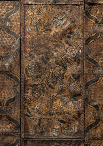  Leather panel of the Stefano Bardini Collection of XVI century leather artifacts.