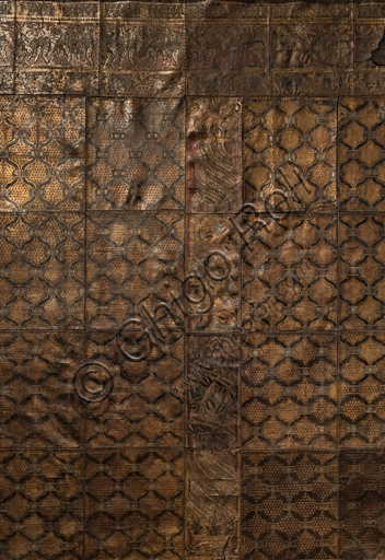  Leather panel of the Stefano Bardini Collection of XVI century leather artifacts.