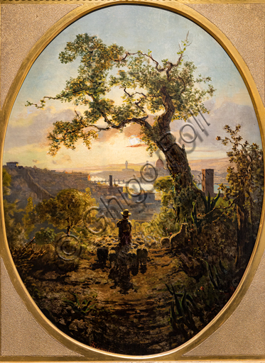 Telemaco Signorini: "Panorama di Firenze da Colle S. Miniato",  1856, olio su tela.