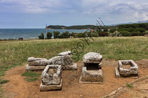  The Archaeological Park of Baratti and Populonia, the Etruscan Necropolis of St. Cerbone in Baratti:  sarcophagus tombs.