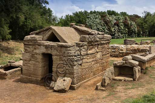  The Archaeological Park of Baratti and Populonia, the Etruscan Necropolis of St. Cerbone in Baratti, aedicula tomb: Tomba di bronzetto offerente (Tomb of the Bronze Offering Statue).