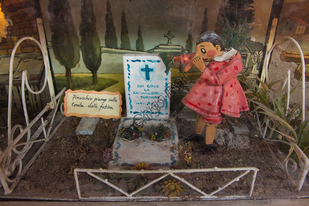 Pinocchio Park, the Mechanical Theatre: Pinocchio mourning the Fairy with Turquoise Hair's death.