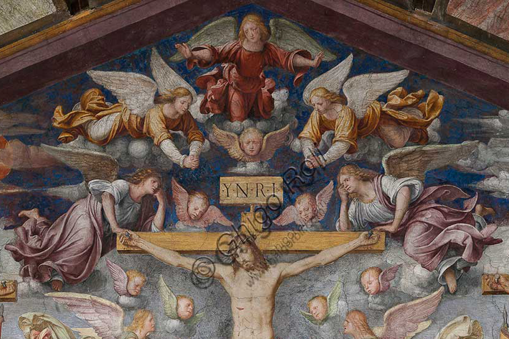Lugano, Church of St. Mary of Angels: "Passion and Crucifixion of Christ", frescoes by Bernardino Luini, 1529. Detail of the Crucifixion.