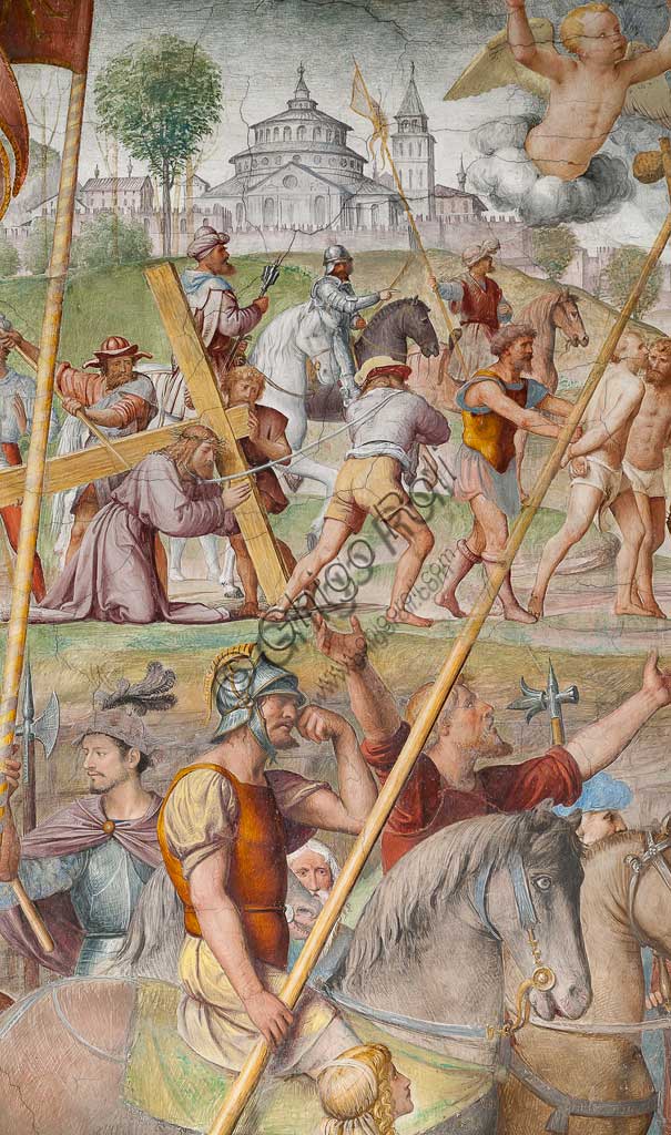 Lugano, Chiesa di S.ta Maria degli Angeli: "Passione e Crocifissione di Cristo", affreschi di Bernardino Luini, 1529. Particolare con "Gesù che cade sotto la croce".
