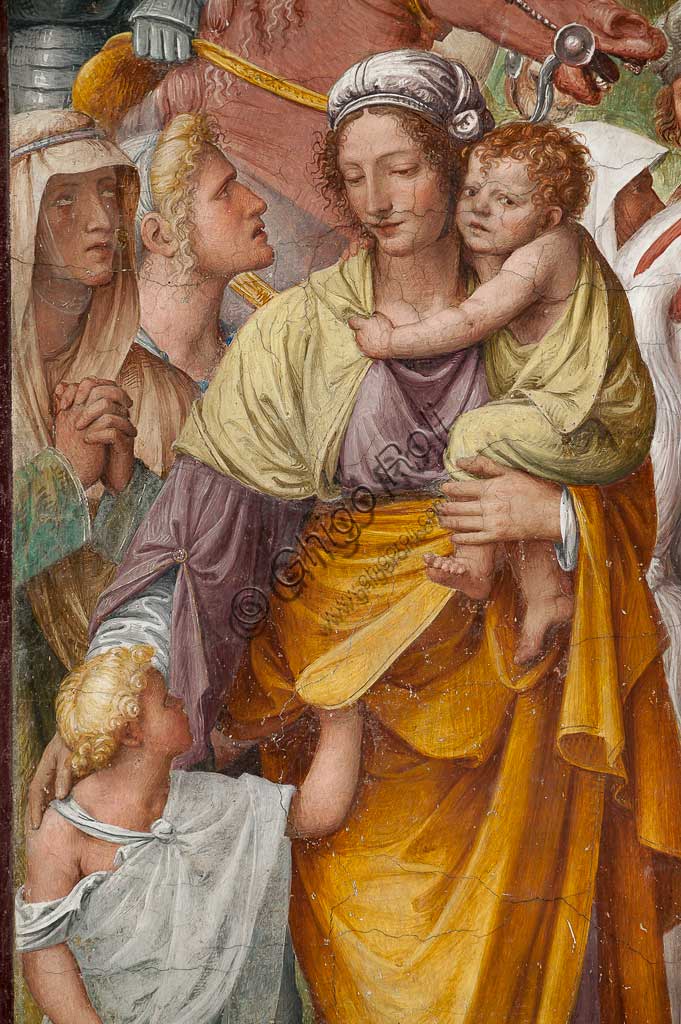 Lugano, Church of St. Mary of Angels: "Passion and Crucifixion of Christ", frescoes by Bernardino Luini, 1529. Detail with woman and children.