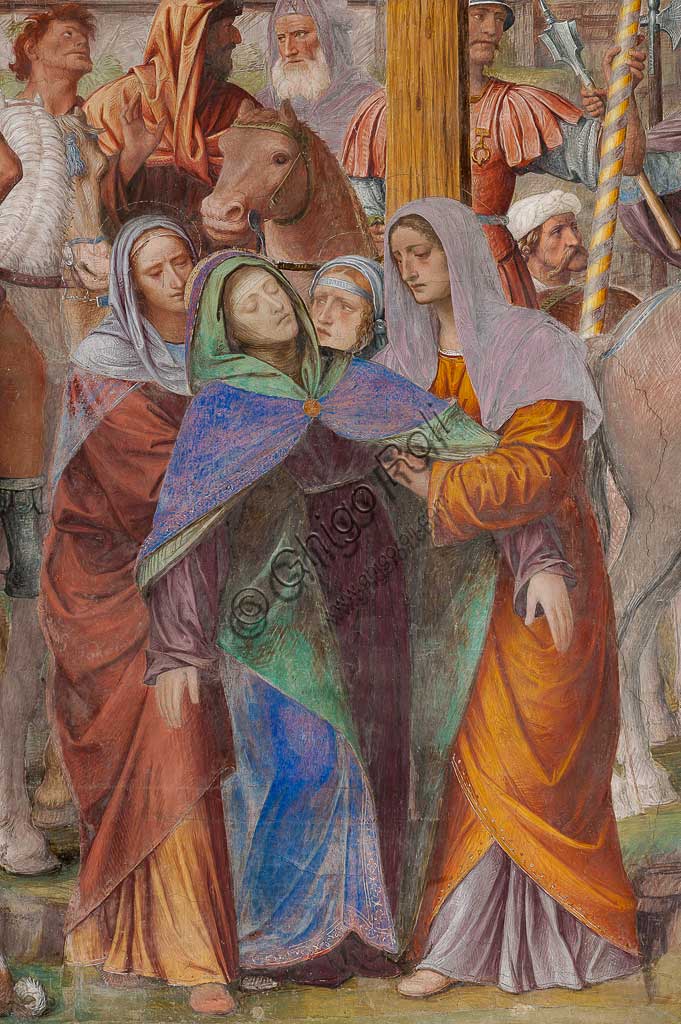 Lugano, Chiesa di S.ta Maria degli Angeli: "Passione e Crocifissione di Cristo", affreschi di Bernardino Luini, 1529. Particolare con la Madonna ai piedi della Croce.
