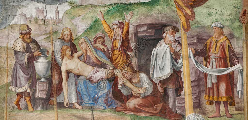 Lugano, Chiesa di S.ta Maria degli Angeli: "Passione e Crocifissione di Cristo", affreschi di Bernardino Luini, 1529. Particolare con "Deposizione".