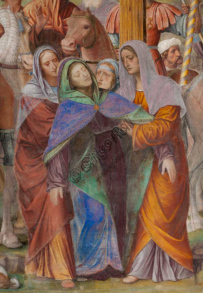 Lugano, Chiesa di S.ta Maria degli Angeli: "Passione e Crocifissione di Cristo", affreschi di Bernardino Luini, 1529. Particolare con la Madonna ai piedi della Croce.