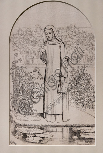 "Pensieri monacali", (1853)  di Charles Allston Collins (1828 - 73); inchiostro su carta.