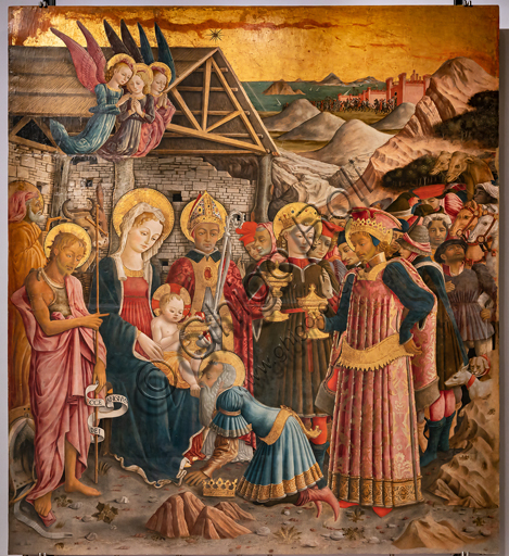 Perugia, Galleria Nazionale dell'Umbria: Adorazione dei Magi, di Benedetto Bonfigli,1466, dipinto su tavola.  