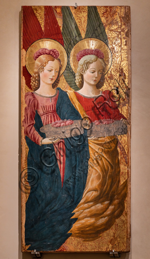 Perugia, Galleria Nazionale dell'Umbria: Angeli che offrono rose, di Benedetto Bonfigli,1466, dipinto su tavola.  