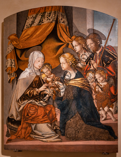 Perugia, Galleria Nazionale dell'Umbria: Madonna con Bambino e i santi Rocco, Anna e Sebastiano, di Bernardino di Mariotto, 1530-3, tempera su tavola.