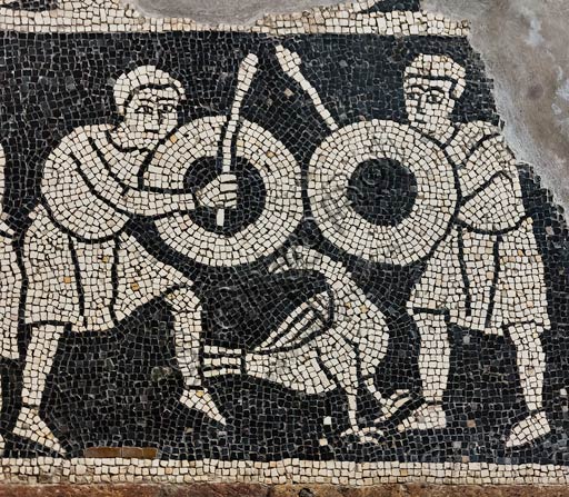 Piacenza, S. Savino Basilica, crypt with floor mosaic dedicated to the signs of Zodiac (XII century): detail.