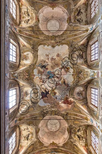 Piacenza, former S.Vincent Church, the Teatini Room: the XVIII century frescoes in the vault.