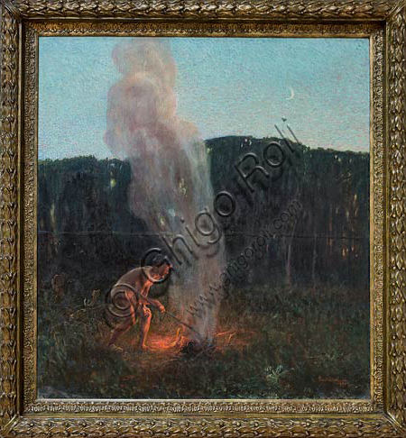 Piacenza, Galleria Ricci Oddi: " "La colonna di fumo" (1900), olio su tela di Plinio Nomellini (1866 - 1943).