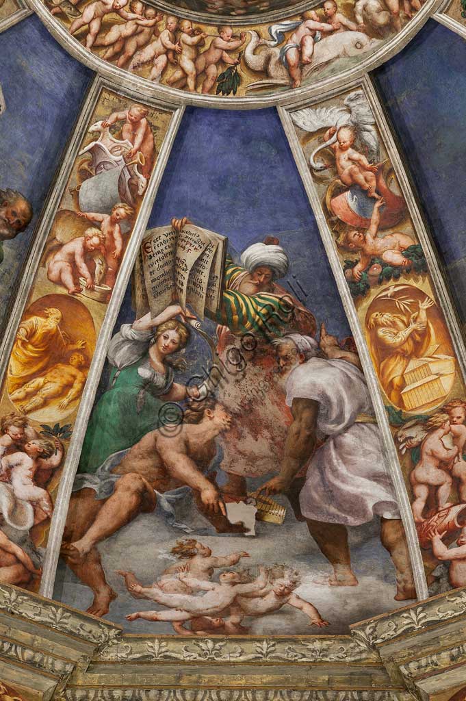 Piacenza, Santuario della Madonna di Campagna, la cupola del transetto: uno degli spicchi della  calotta con profeti. Affreschi del Pordenone (Giovanni Antonio de Sacchis, 1530 -1532).