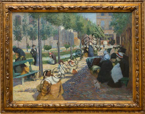 Piacenza, Galleria Ricci Oddi: "Antwerp Square in Paris" (1880), oil painting by Federico Zandomeneghi (1841 - 1917).