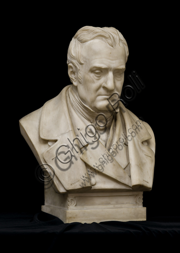 Pietro Tenerani (1789 - 1869): "Busto di Giuseppe Molza" (marmo).